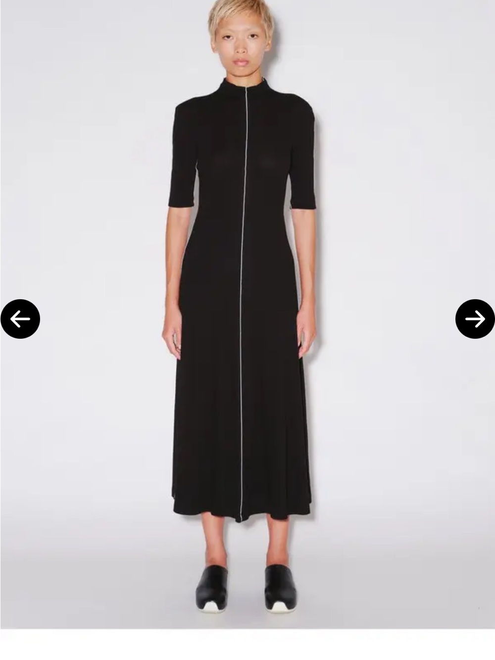 Rosetta Getty Black Long Sleeve Contrast Stitching Midi EUC Med Mock Turtleneck